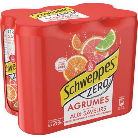 Schweppes Agrum’ Zéro 33cl (pack de 6)