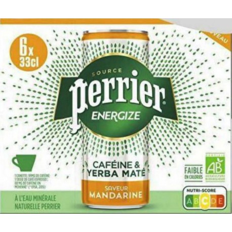 Energize Perrier Eau aromatisée gazeuse mandarine 33cl (pack de 6)