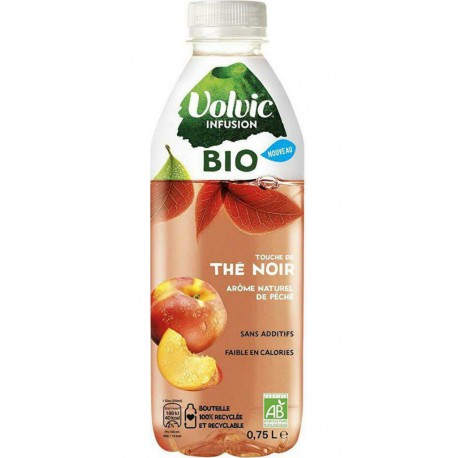 Volvic Boisson infusée au thé noir pêche bio 75 cl