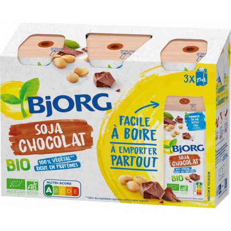 BJORG Boisson Végétale Soja Chocolat Bio 3x25cL