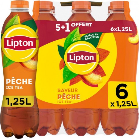 LIPTON Boisson Thé Glacé Pêche 6x1,25L (pack de 6)